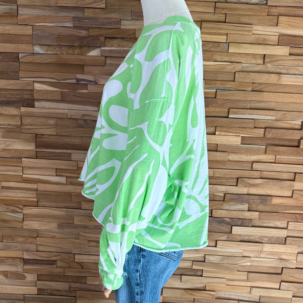 FP Movement| Lime Green | Leaf Print | Long Sleeve Top | XS | Oversized - Picture 4 of 9